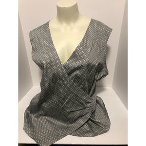 NYC WOMEN’S BLOUSE SHELL GRAY POLKER DOTS XL